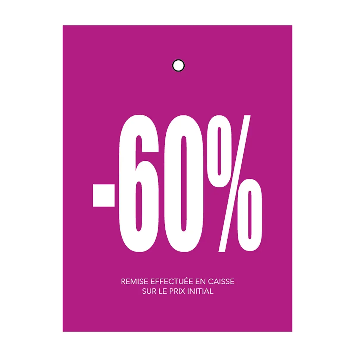 Etiquette à trou -60% bleu/blanc 50x70mm carton 200g - Lot de 250 - Etiquette Soldes - Etiquettes soldes
