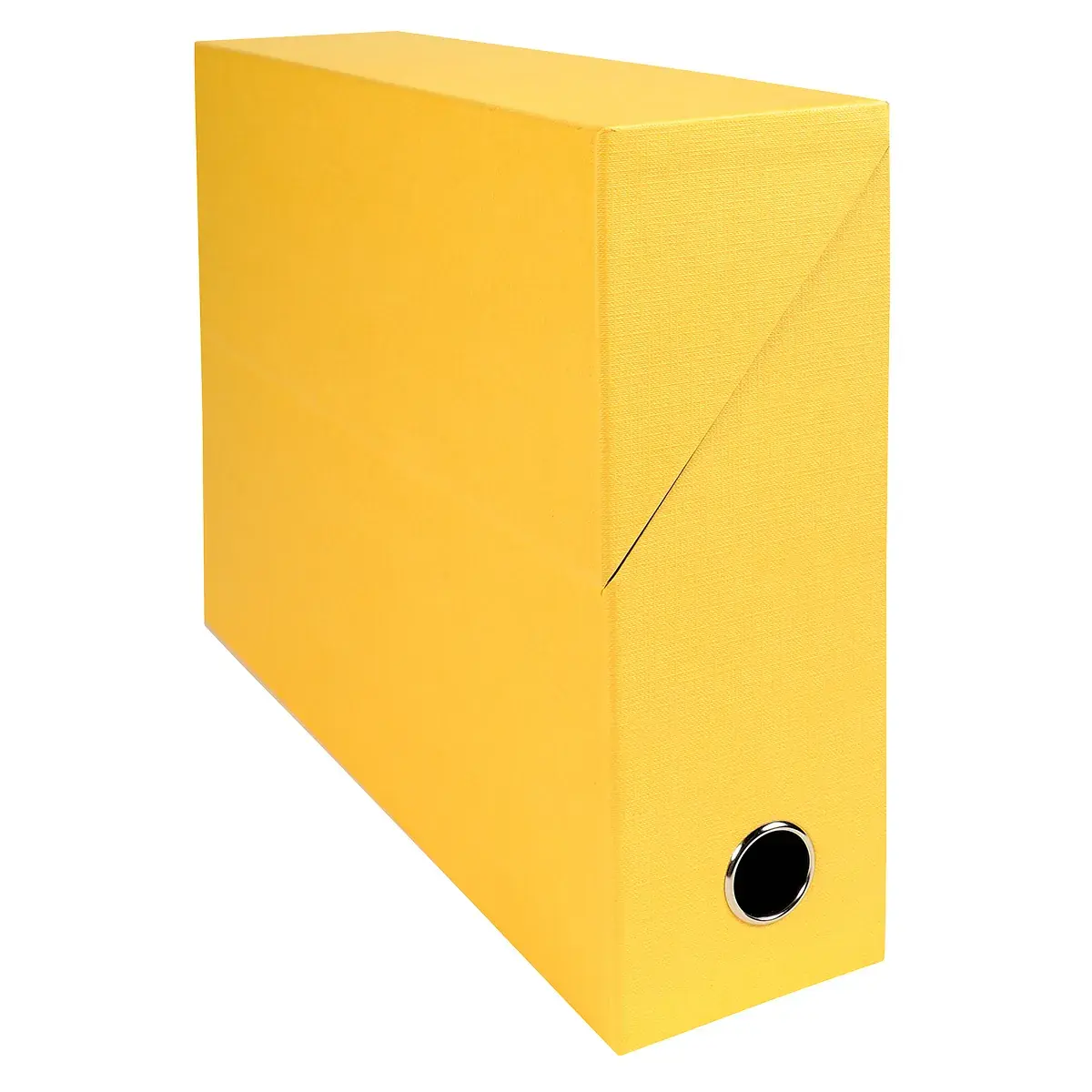 Boîte de transfert A4 Dos 90 mm carton toilé couvercle abattant et oeillet Exacompta - Jaune - Boîtes archives, Boîtes de transfert