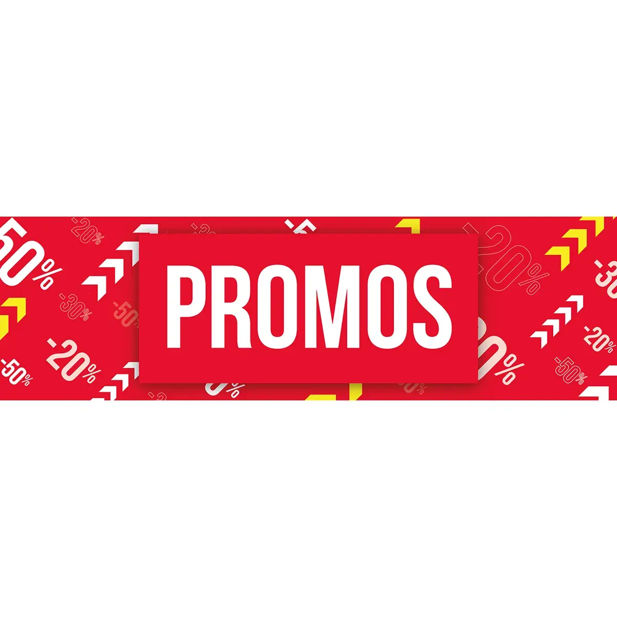 Affiche PROMOS 80 x 25 cm rouge/blanc/jaune papier ½ mat 170 g/m² - Affiches Soldes, Panneau soldes