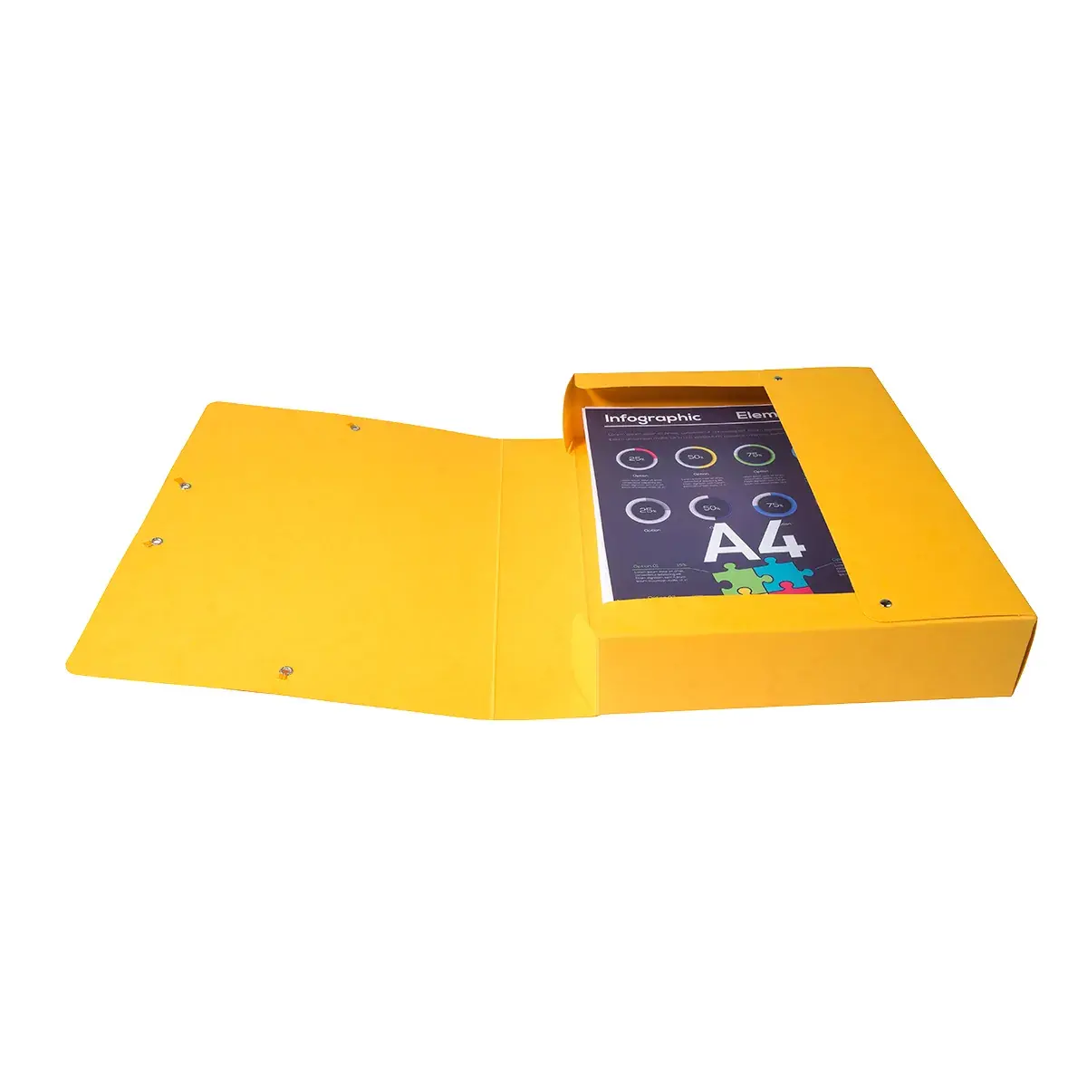 Boîte de classement A4 Dos 60 mm fermeture élastique carte lustrée Exabox - Jaune - Boîtes archives, Boîtes de transfert-3