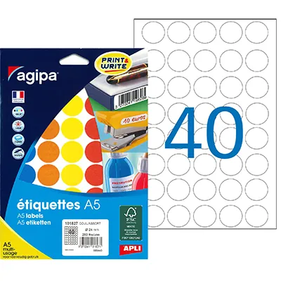 Gommettes rondes adhésives Ø 24mm - 5 couleurs assorties - Paquet de 280 - Gommettes de couleur-2