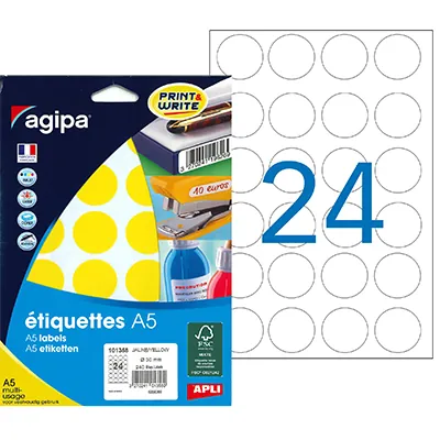 Gommettes rondes adhésives jaunes Ø 30mm - Paquet de 240 - Gommettes de couleur-2