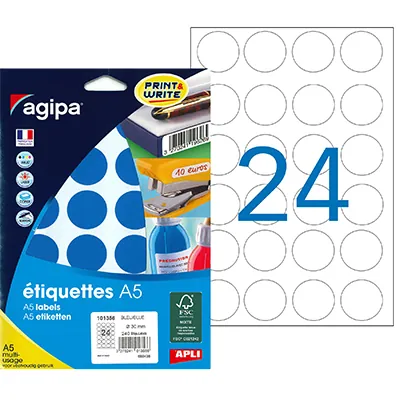 Gommettes rondes adhésives bleues Ø 30mm - Paquet de 240 - Pastilles adhésives, Gommettes autocollantes-2