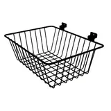 Corbeille fil métal époxy noir pour panneau rainuré L 35 x P 26,4 x H 13 cm - Bacs pour panneaux rainurés