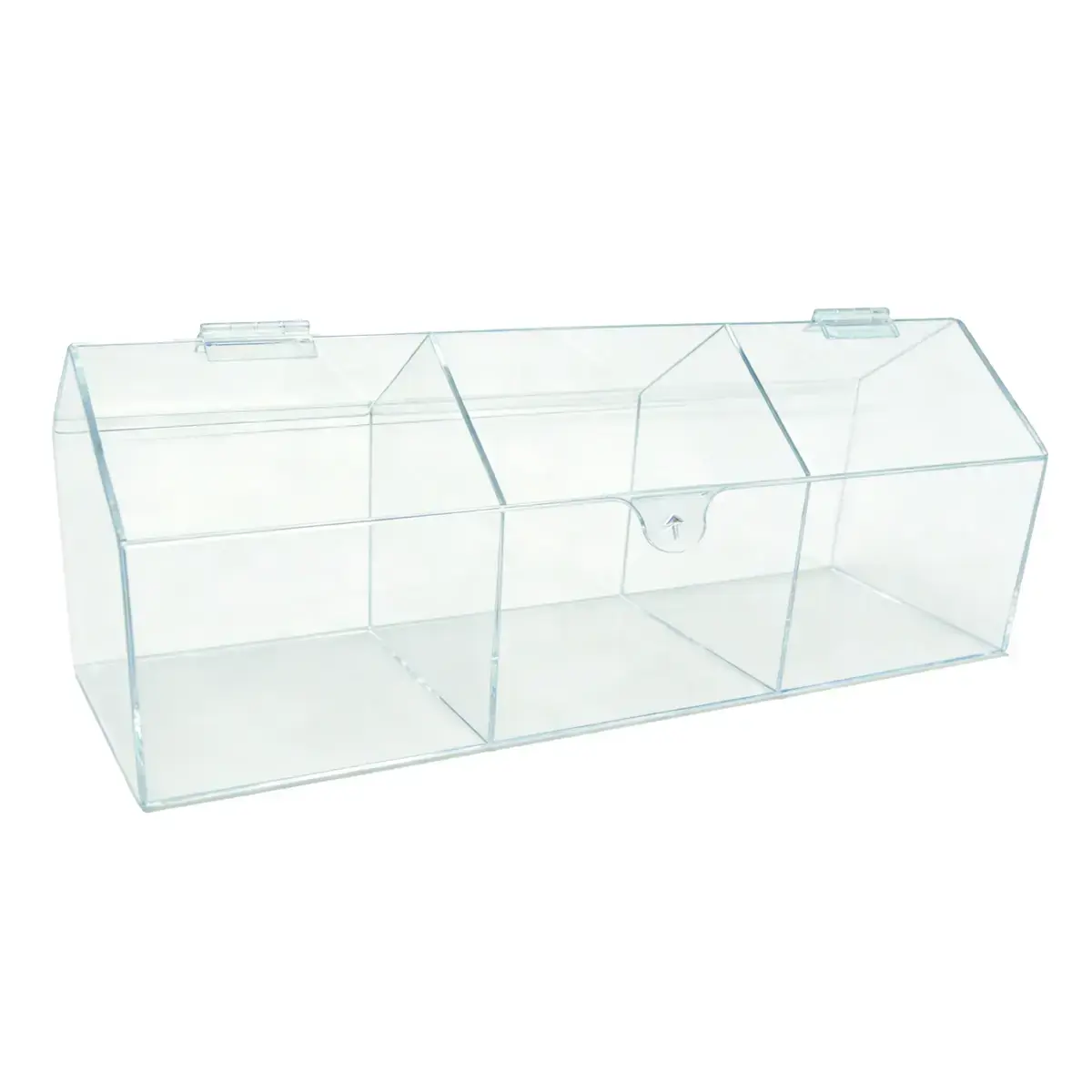 Présentoir acrylique 3 compartiments 45 x 20 x 15 cm - Bac de présentation - Bac vrac - Supports Plexi