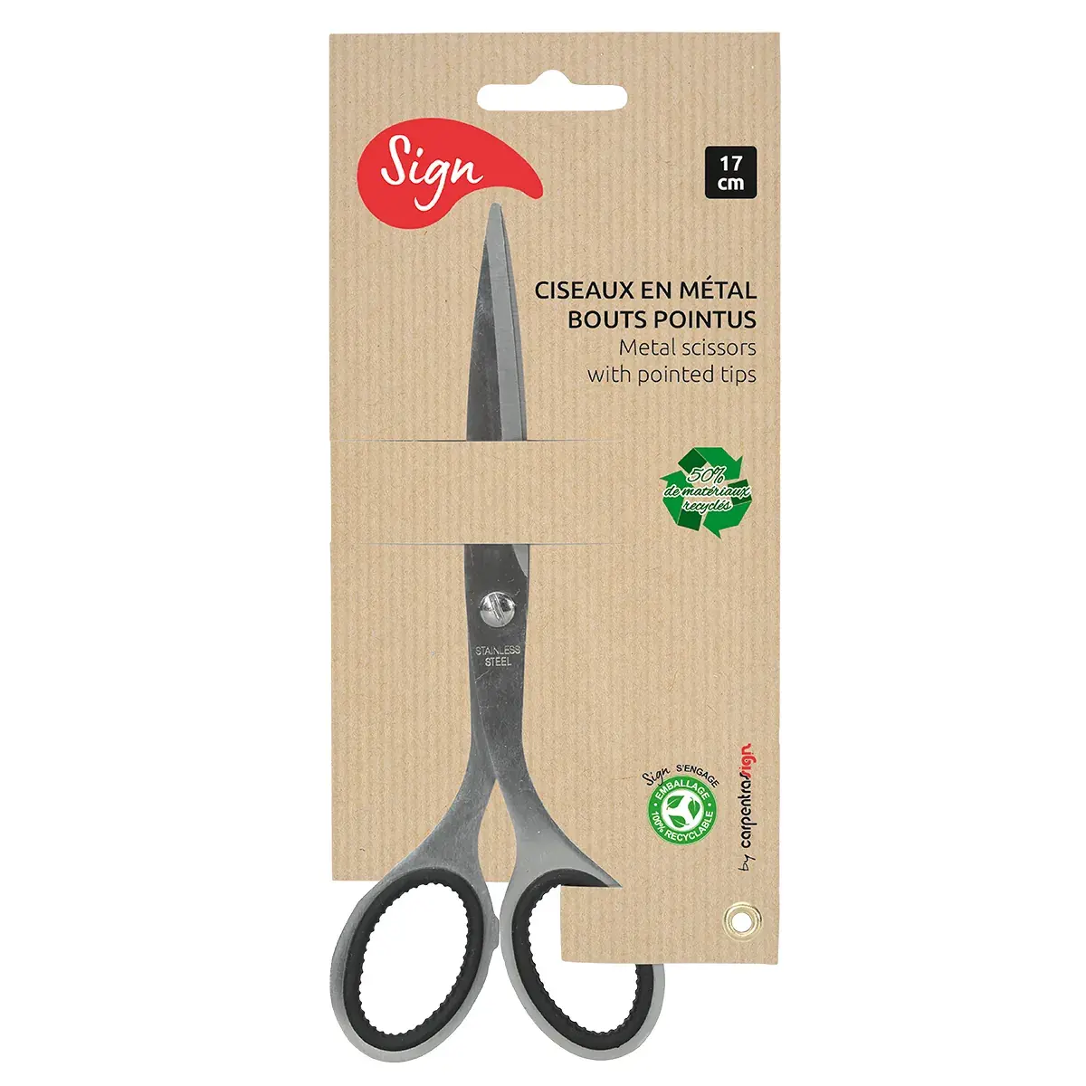 Ciseaux Ambidextre Noir & Inox SIGN Bouts Pointus 17 cm - Ciseaux-3