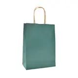 Sac kraft bleu canard poignées torsadées brunes 16x8x22cm – Paquet de 100