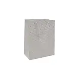 Sacs pelliculés blancs embossés pois or poignées cordelette 12+7x15 cm 210g/m² – Paquet de 20 - Sacs pelliculés à motifs