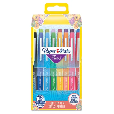 Pochette 16 Stylos feutres Paper Mate Flair pointe moyenne 0,7 mm - Feutres coloriage - Stylos feutres, Feutres de coloriage-2