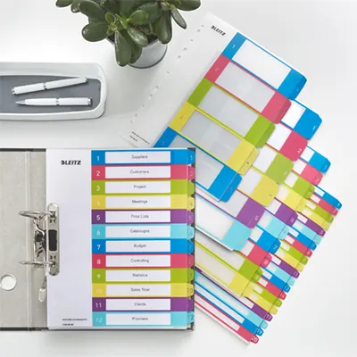 Intercalaires imprimables A4 maxi 12 touches multicolores polypropylène - WOW Leitz - Intercalaires classeur, Trieurs documents-3