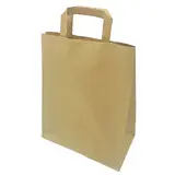 Sac papier kraft brun poignées plates 26+14x32 cm - Sac papier kraft - Paquet de 50