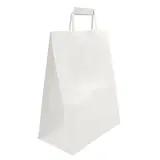Sacs cabas kraft - Sacs kraft blanc poignées plates