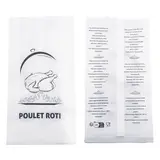 Sachet poulet rôti ingraissable papier kraft 18 + 6,5 x 35 cm – Blanc – Sac Poulet - Carton de 500 - Films, papiers ingraissables et sachets papier alimentaires