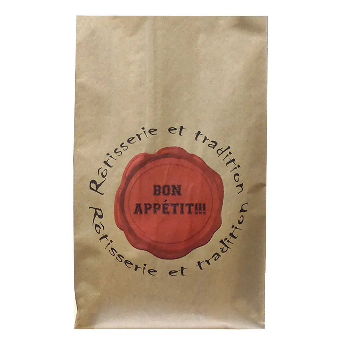 Sachet poulet rôti ingraissable papier kraft 20 + 8 x 35 cm – Brun – Sac Poulet - Carton de 500 - Films, papiers ingraissables et sachets papier alimentaires