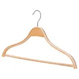 Cintre bois naturel antiglisse avec barre 45 cm - Cintre plat - Cintre chemise - Lot de 6 - Cintres bois
