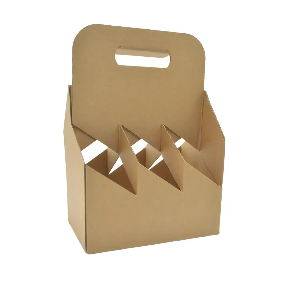 Porte-bouteilles carton brun kraft 6 bières hautes - L 19,5 x P 13 cm - Paquet de 20 - Mètres de bières, Emballages pour bouteilles de bières