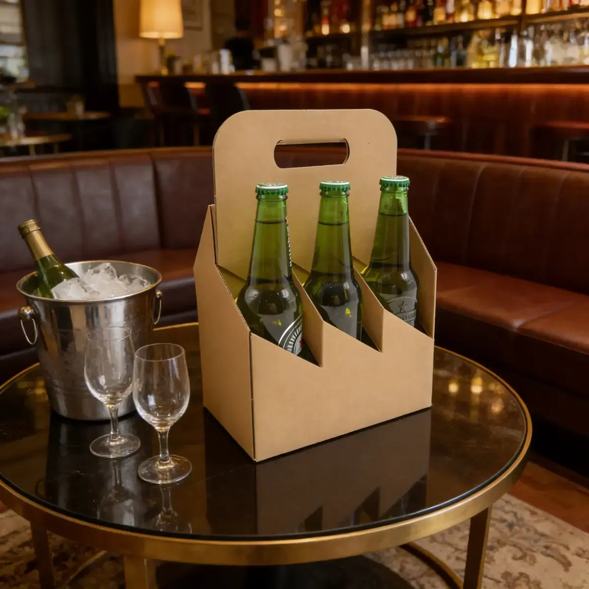 Porte-bouteilles carton brun kraft 6 bières hautes - L 19,5 x P 13 cm - Paquet de 20 - Mètres de bières, Emballages pour bouteilles de bières-3