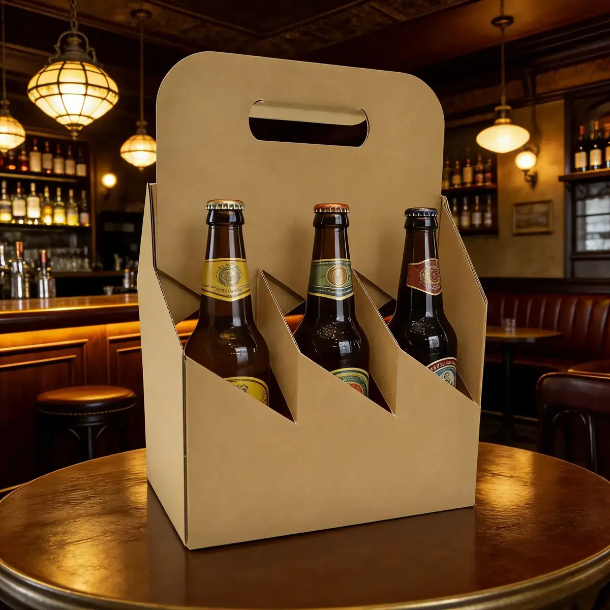 Porte-bouteilles carton brun kraft 6 bières hautes - L 19,5 x P 13 cm - Paquet de 20 - Mètres de bières, Emballages pour bouteilles de bières-4