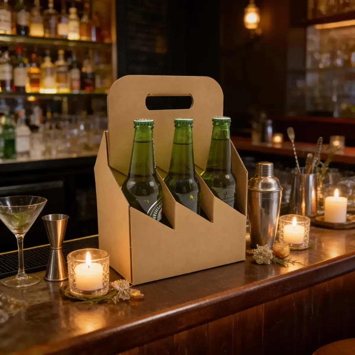 Porte-bouteilles carton brun kraft 6 bières hautes - L 19,5 x P 13 cm - Paquet de 20 - Mètres de bières, Emballages pour bouteilles de bières-5