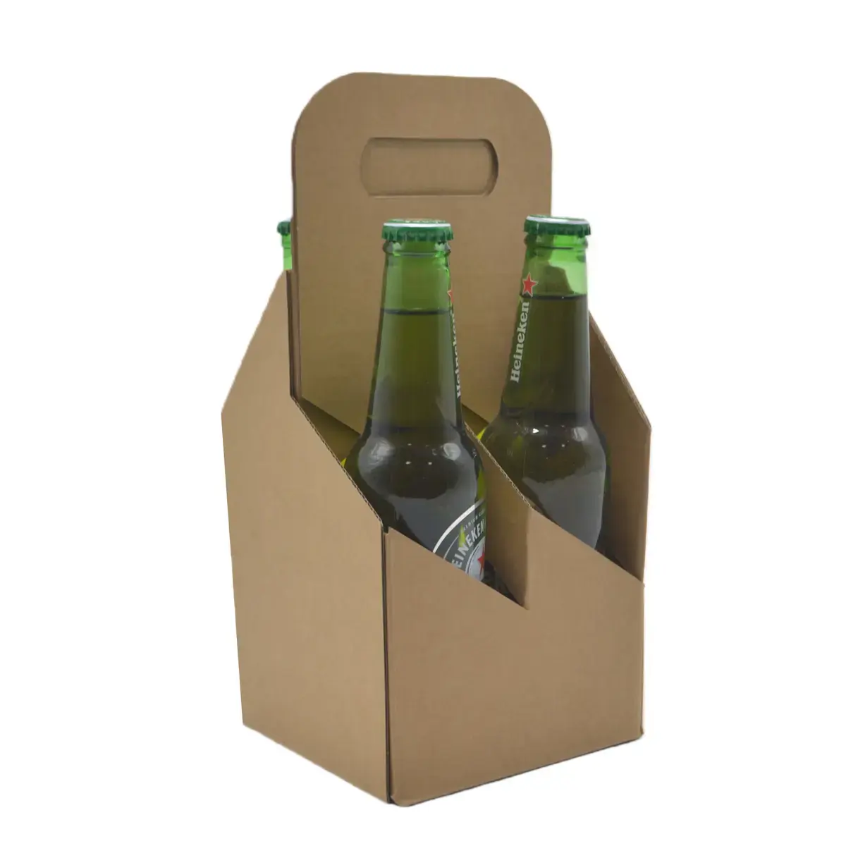 Porte-bouteilles carton kraft 4 bières 33 cl 13 x 13 x 29 cm - Boîte bouteilles de bière - Panier bières - Brun - Lot de 20 - Mètres de bières, Emballages pour bouteilles de bières-2