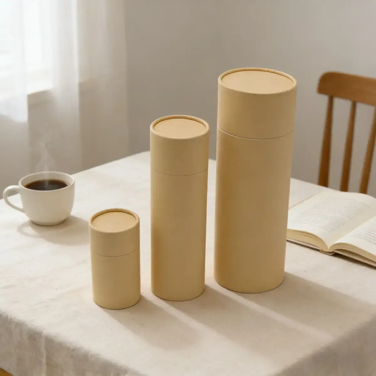 Boîte cylindrique carton kraft 1000 ml ø 7,5 x H 25 cm – Boîte ronde carton - Tube carton - Brun - Lot de 4 - Boites cloches-4