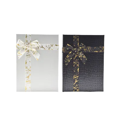 Boîtes cadeaux noires texturées 26x19x8cm – ruban or – Paquet de 4 - Boites cloches-2