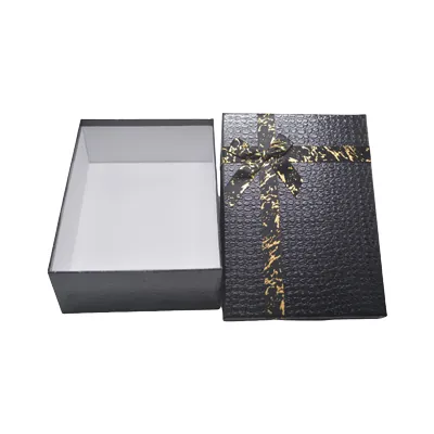 Boîtes cadeaux noires texturées 26x19x8cm – ruban or – Paquet de 4 - Boites cloches-5