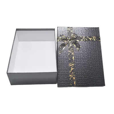 Boîtes cadeaux noires texturées 29x21x9,5cm – ruban or – Paquet de 4 - Boites cloches-4