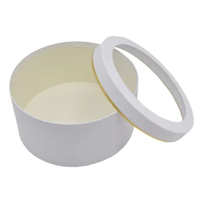 Boîtes rondes blanches liseré or fenêtre 20,4x10cm – Paquet de 2 - Boites cloches-3