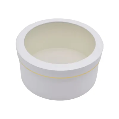 Boîtes rondes blanches liseré or fenêtre 22,5x11cm – Paquet de 2 - Boites cloches