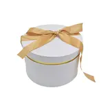 Boîtes rondes blanches liseré or avec nœud 19,6x12 cm – Paquet de 2 - Boîtes cadeaux Saint-Valentin