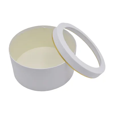 Boîtes rondes blanches liseré or fenêtre 24,2x12cm – Paquet de 2 - Boites cloches-3
