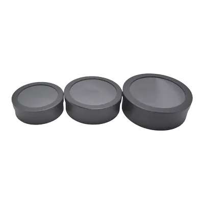Boîtes rondes noires fenêtre 18x6cm - Paquet de 4 - Boites cloches-2