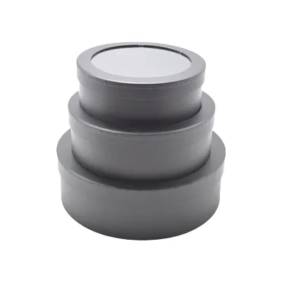Boîtes rondes noires fenêtre 21x7cm – Paquet de 4 - Boites cloches-3