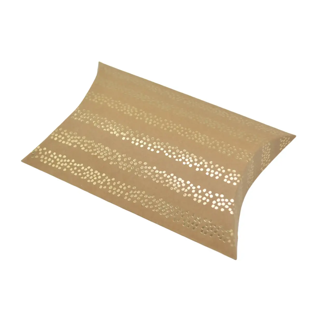 Boîte berlingot kraft rayures de pois or dorés à chaud 11x9 cm – Lot de 20 - Boites berlingots