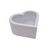 Boîte cœur en carton avec fenêtre, blanc avec liseré doré 26 x 24 x11,5 cm - Lot de 2 - Boîtes cadeaux Saint-Valentin