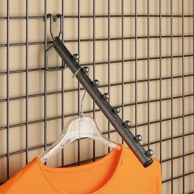 Bras incliné 8 picots pour grille d'exposition L 30 cm Gris Martelé - Tiges et Bras pour grilles-2