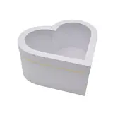 Boîte cœur en carton avec fenêtre, blanc avec liseré doré 28,5 x 26,3 x13 cm - Lot de 2 - Boîtes cadeaux Saint-Valentin