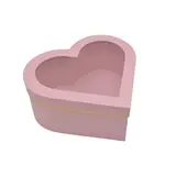 Boîtes cœur roses liseré or à fenêtre 23,5x21,5x10 cm – Paquet de 2 - Boîtes cadeaux Saint-Valentin