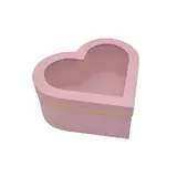 Boîtes cœur roses liseré or à fenêtre 26+24x11,5 cm – Paquet de 2 - Boîtes cadeaux Saint-Valentin