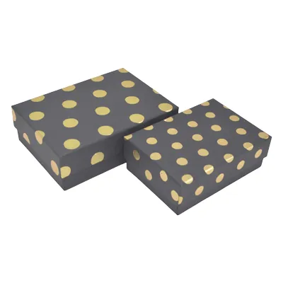 Boîte cadeau cloche rectangulaire noire à pois dorés 14,5x10x5cm – Paquet de 10 - Boites cloches-3