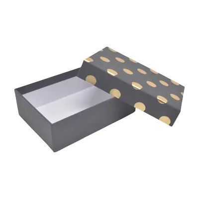 Boîte cadeau cloche rectangulaire noire à pois dorés 17x12x5,5cm – Paquet de 10 - Boites cloches-2