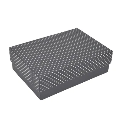 Boîte cadeau cloche rectangulaire noire à pois argentés 14,5x10x5cm – Paquet de 10 - Boites cloches
