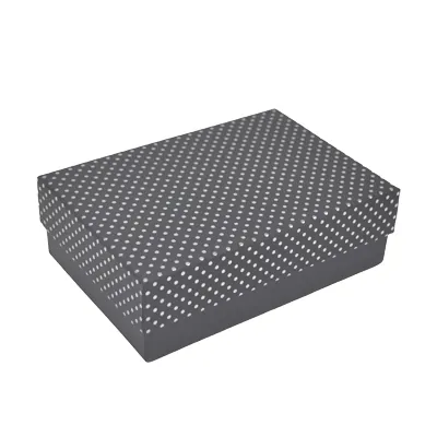 Boîte cadeau cloche rectangulaire noire à pois argentés 17x12x5,5cm – Paquet de 10 - Boites cloches