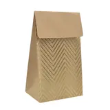 Pochette cadeau papier kraft à rabat motif chevrons dorés 9,5x6,5x16,2 cm – Sachet cadeau - Paquet de 20 - Pochettes cadeaux luxe