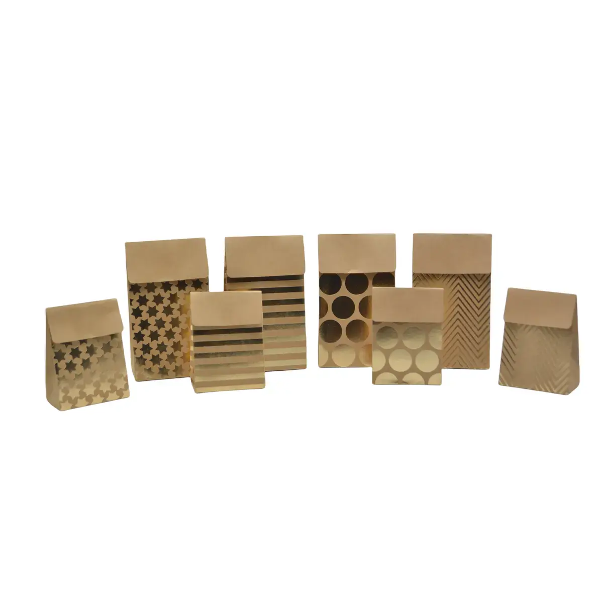 Pochette cadeau papier kraft à rabat motif rayures dorées 9,5x6,5x16,2 cm – Sachet cadeau - Paquet de 20 - Pochettes cadeaux luxe-3