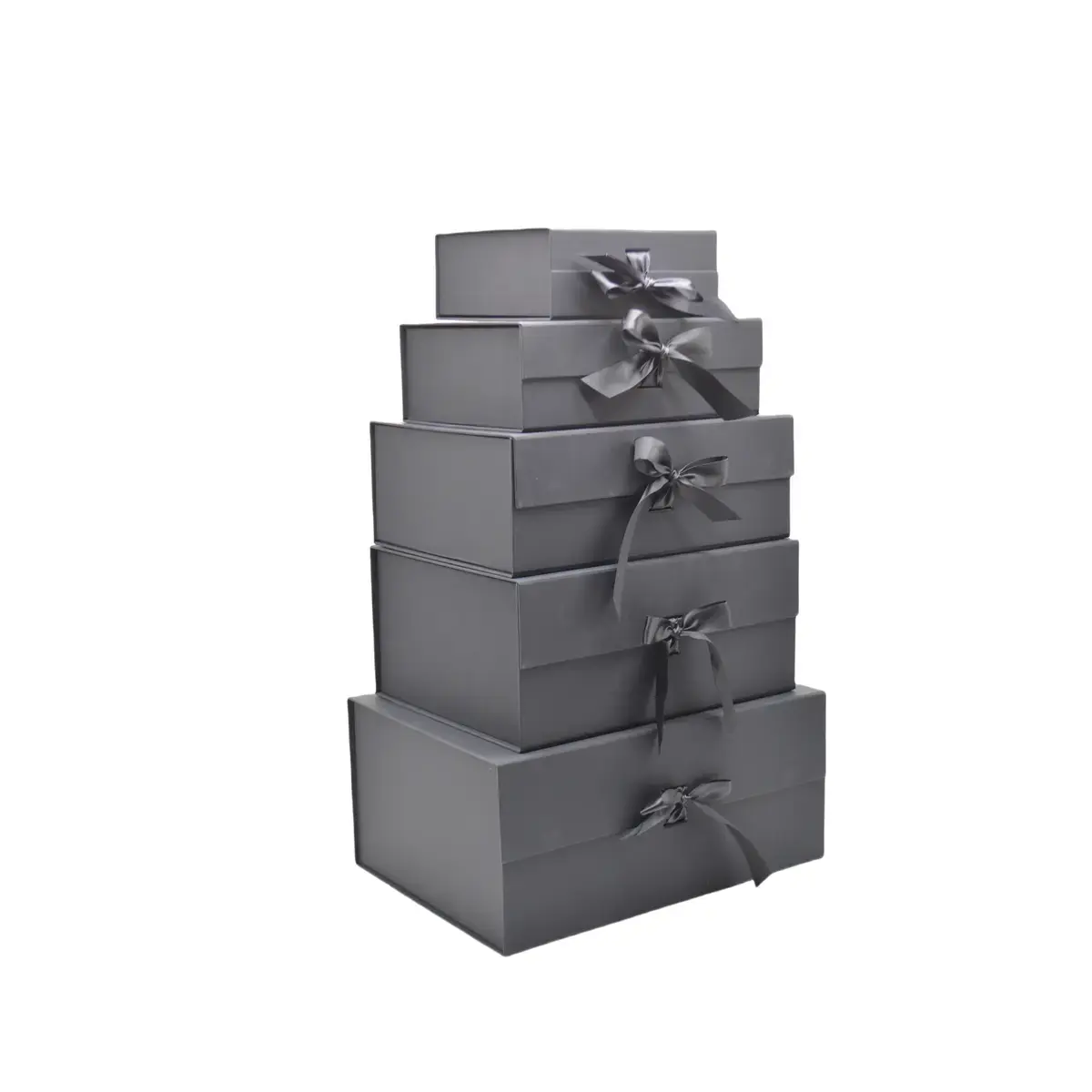 Boites cadeaux carton pliables noires avec ruban 39x28x17,5cm – Paquet de 5 - Boites cadeaux carton pliables-3