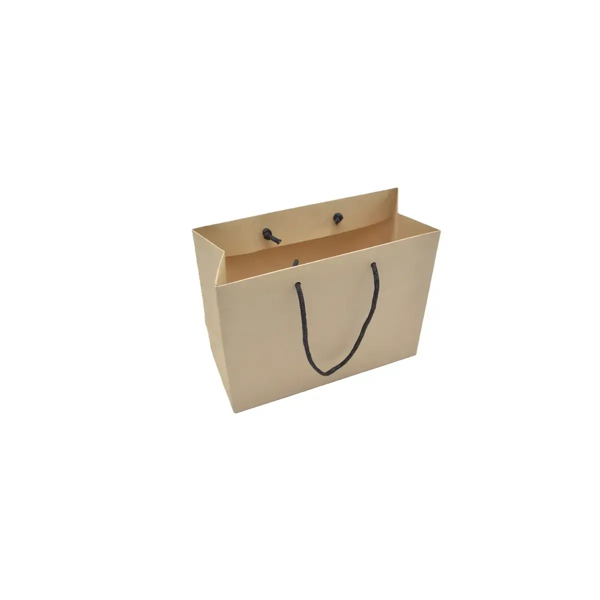 Sac kraft luxe en papier de bambou brun à poignées cordelières noires L 14 x P 6,5 x H 11 cm - Paquet de 20 - Sacs kraft luxe-2