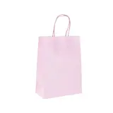 Sac kraft rose pastel poignées torsadées 12+6x15 cm 117g/m² – Paquet de 100