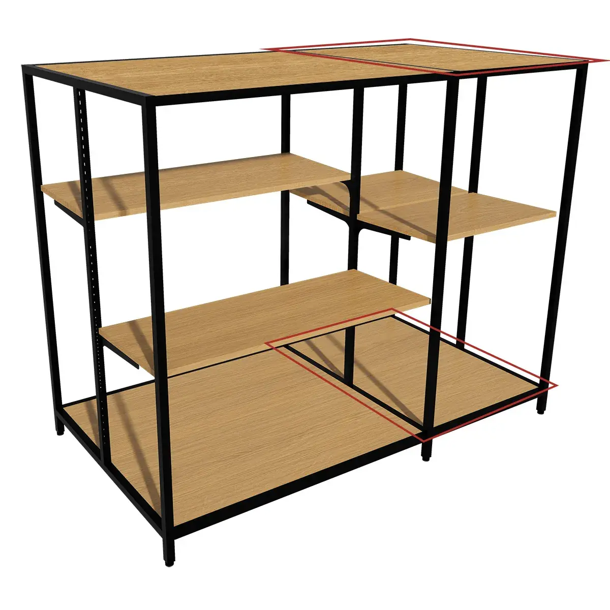 Plateau chêne Corbridge 57,5 x 84,7 cm pour gondole centrale Square 60 - Tablettes Bois Mélaminé-2